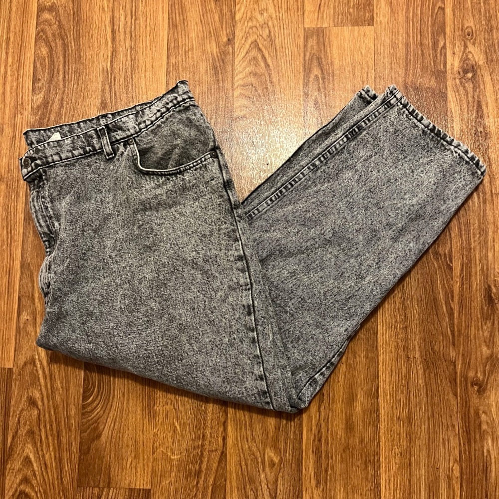 Vintage Brittania Acid Wash Jeans Men 50x30 Black USA Made 100% Cotton 80s 90s‎